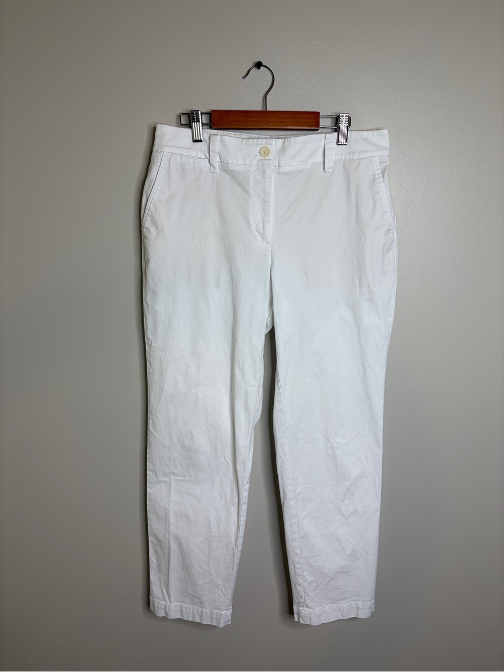 Talbots The Perfect Chino Curvy Straight-Leg White Pants 8P